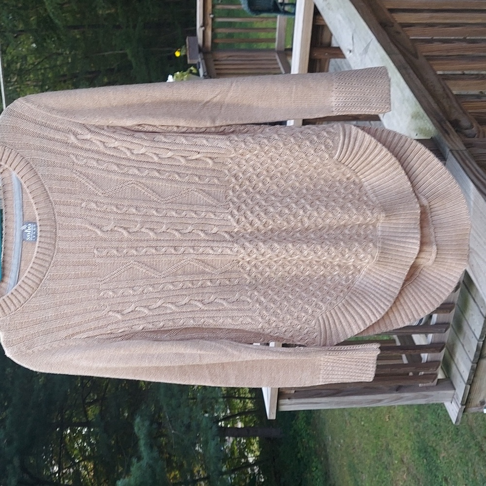 Soho New York & Jeans Co Beige/Tan Long Knit Sweater Nwt Sz M